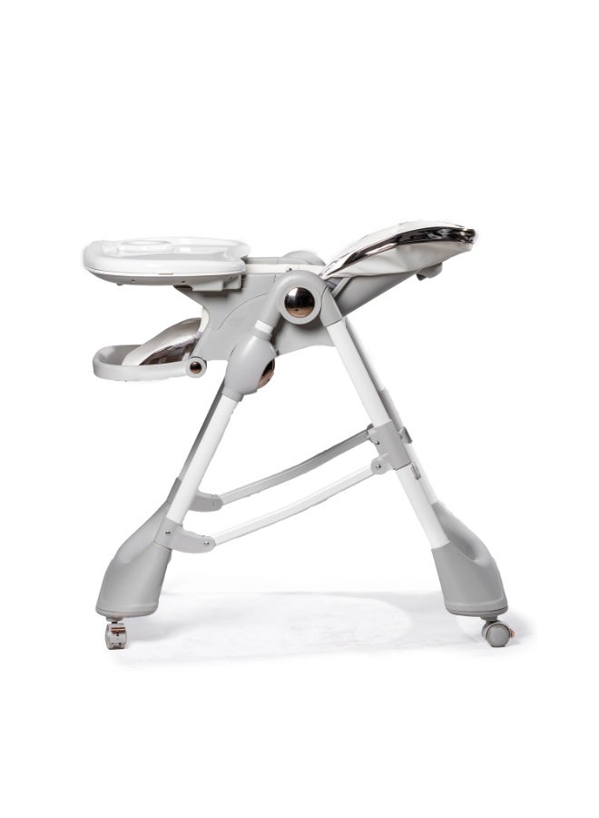 Kidilo Adjustable Baby Feeding Chair - High Chair with Detachable Tray, Reclining Backrest, Easy Clean Fabric, Foldable Design, Safe Harness, and Rolling Wheels for Easy Mobility - Image 3