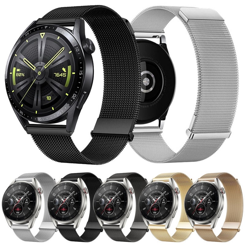 erorex For Huawei Watch 4 / 4 Pro Milan Double Magnetic Steel Mesh Watch Band(Black) - Image 2
