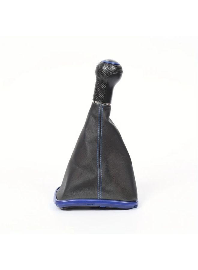 Black Blue Leather Gear Shift Dust Cover 5 Speed Manual Transmission Shift Lever Compatible With 12MM Installation Hole Diameter Shift Knob For Golf 4 MK4 GTI R32 Bora Jetta 5 Speed 12MM Gear Lever Handle Applicable 3BD 711 - Image 5