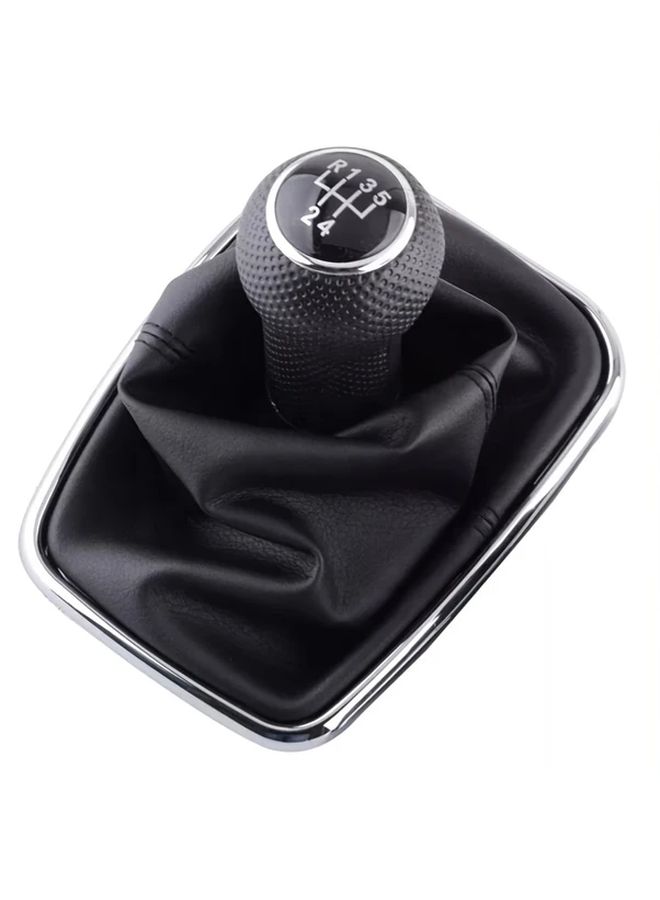 Black Blue Leather Gear Shift Dust Cover 5 Speed Manual Transmission Shift Lever Compatible With 12MM Installation Hole Diameter Shift Knob For Golf 4 MK4 GTI R32 Bora Jetta 5 Speed 12MM Gear Lever Handle Applicable 3BD 711 - Image 3