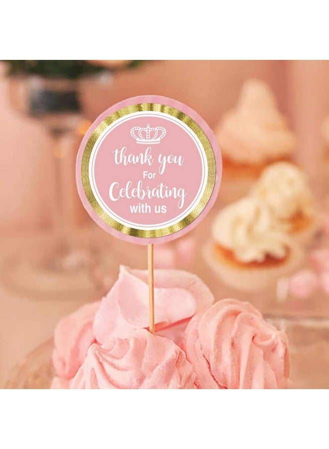 None/Brand ملصقات شكر بحجم 2 إنش للاحتفال معنا، ملصقات شكر وردية للأميرة الصغيرة لحفلات استقبال المولود، عيد الميلاد، الحفلات، أفكار تزيين هدايا الحفلات، عبوة من 50 - Image 4