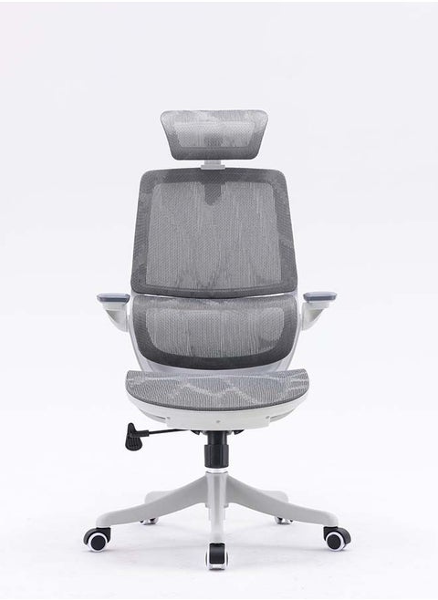 M59AS-201 Ergonomic Office Chair with Dual Back Design, Flip-Up Arms, Clothes Rack, Swivel Task Chair, Adjustable Height, Grey