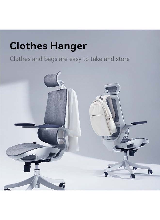 SIHOO - M59AS-201 Ergonomic Office Chair with Dual Back Design, Flip-Up Arms, Clothes Rack, Swivel Task Chair, Adjustable Height, Grey - Image 1
