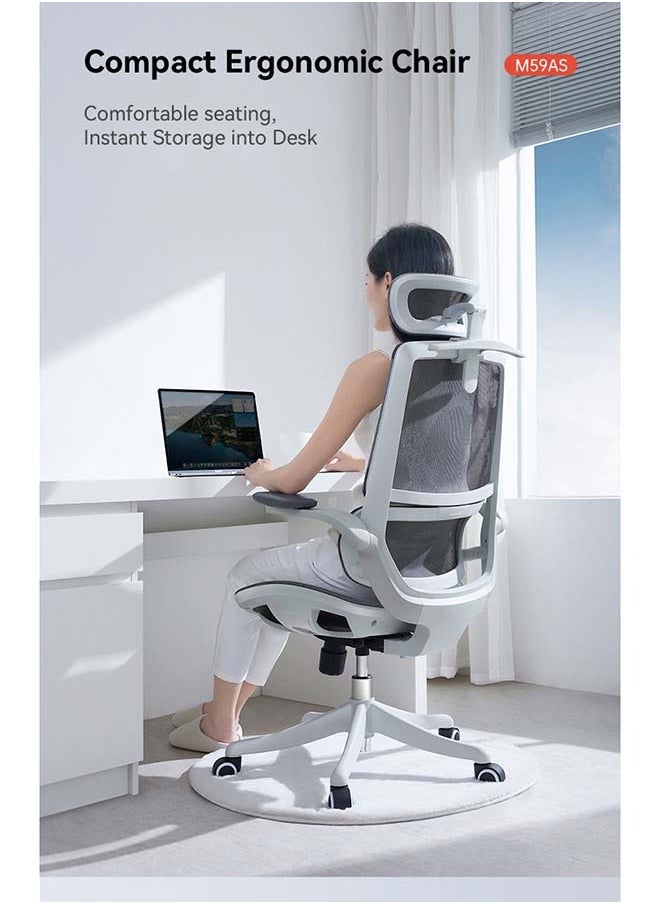 SIHOO - M59AS-201 Ergonomic Office Chair with Dual Back Design, Flip-Up Arms, Clothes Rack, Swivel Task Chair, Adjustable Height, Grey - Image 1