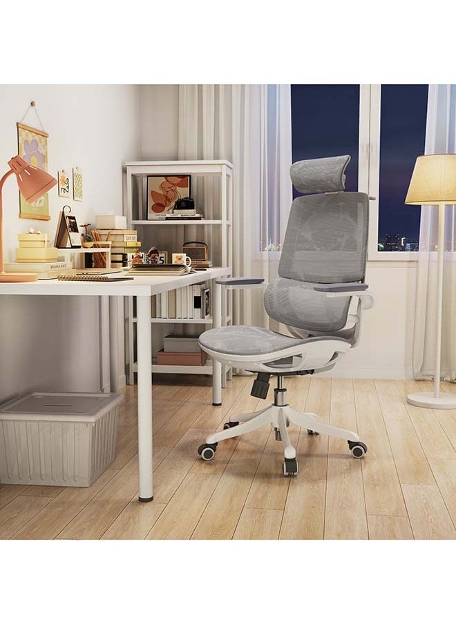 SIHOO - M59AS-201 Ergonomic Office Chair with Dual Back Design, Flip-Up Arms, Clothes Rack, Swivel Task Chair, Adjustable Height, Grey - Image 1