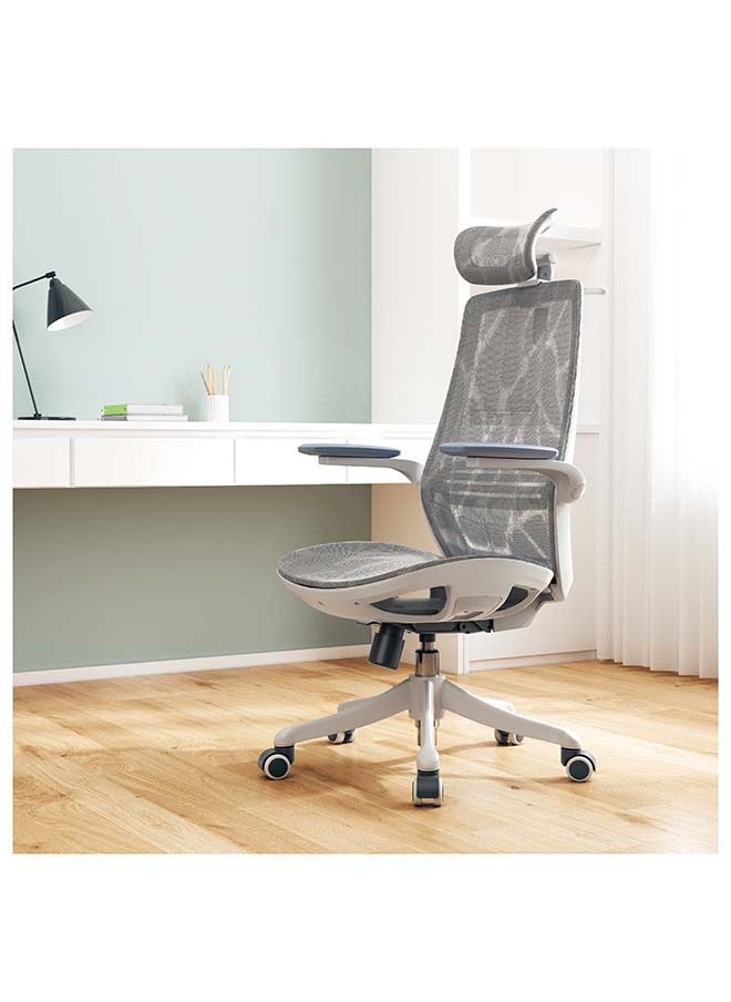SIHOO - M59AS-201 Ergonomic Office Chair with Dual Back Design, Flip-Up Arms, Clothes Rack, Swivel Task Chair, Adjustable Height, Grey - Image 1