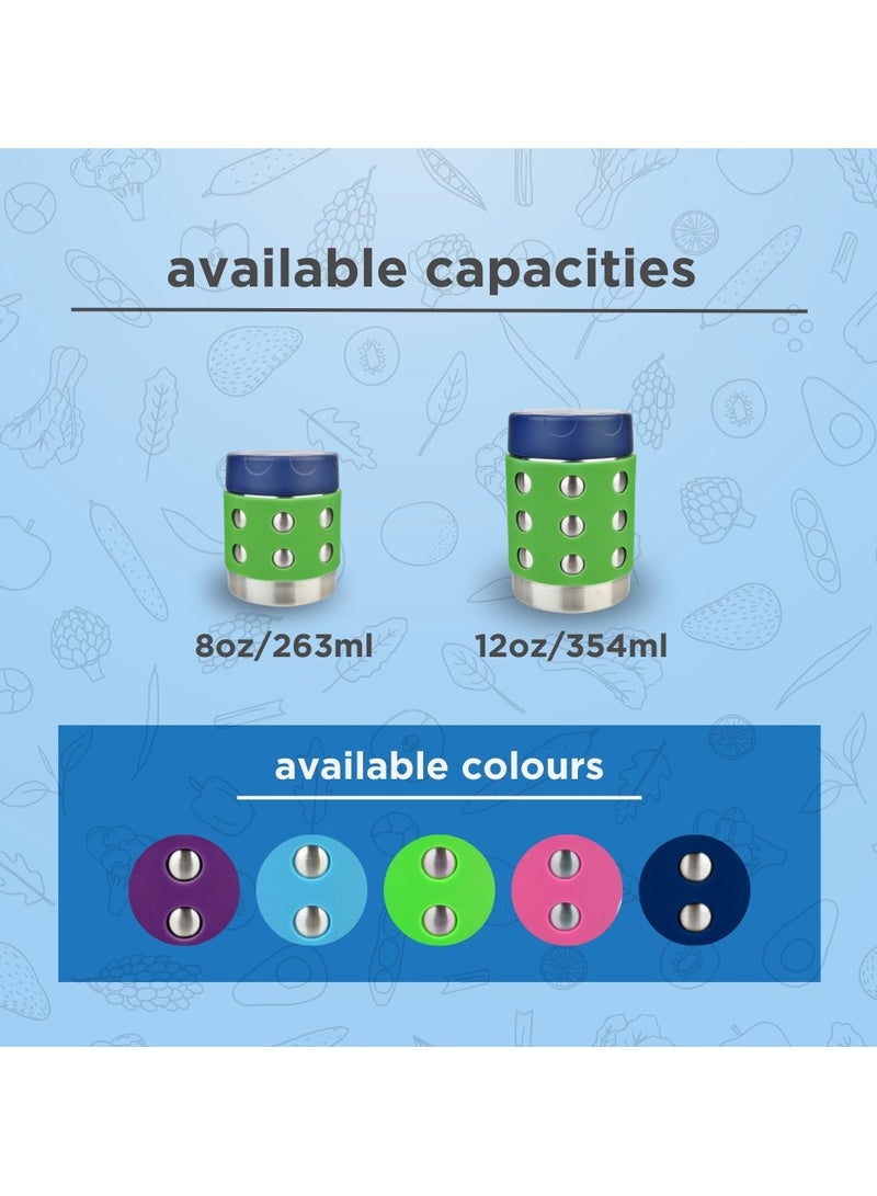 لانش بوتس ترمس حراري ثلاثي معزول بسعة 8 أونصة من لانش بوتس - ساخن 6 ساعات أو بارد 12 ساعة - وعاء حساء ترمس مانع للتسرب - تصميم داخلي بالكامل من الفولاذ المقاوم للصدأ - غطاء بحري - نقاط خضراء - Image 4