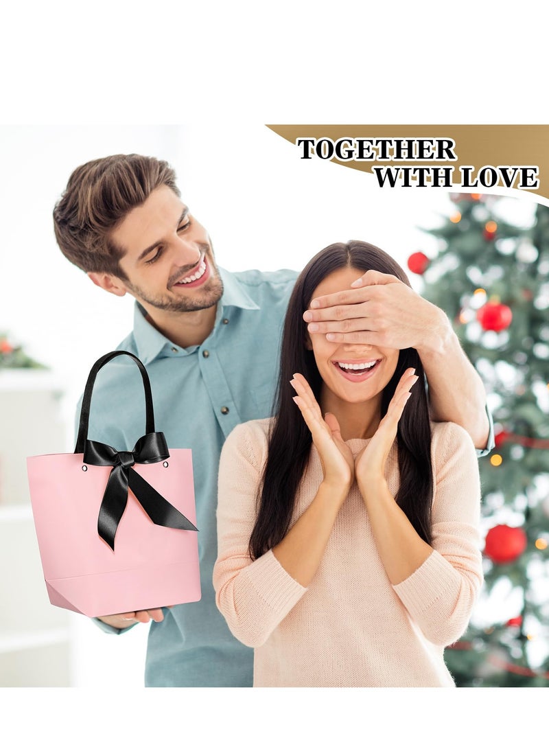 SYOSI 30 Pcs Gift Bags with Handles 11 x 7.87 x 3.94 inch 15 Black Party Favor Bags and 15 Pink Goodie Paper Bags Bulk with Bow Ribbon Elegant Black and Pink Goodie Bags for Various Occasions - Image 5