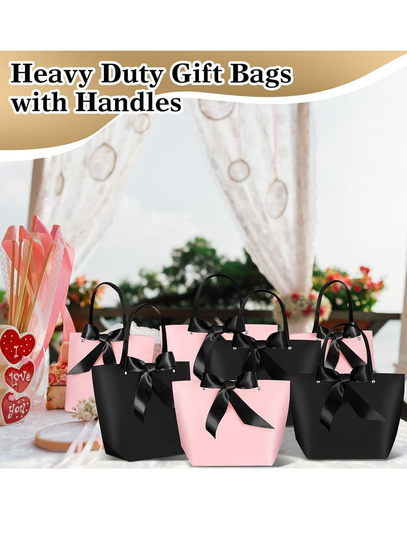 SYOSI 30 Pcs Gift Bags with Handles 11 x 7.87 x 3.94 inch 15 Black Party Favor Bags and 15 Pink Goodie Paper Bags Bulk with Bow Ribbon Elegant Black and Pink Goodie Bags for Various Occasions - Image 2