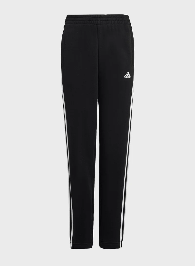 Adidas Kids 3 Stripe Essential Fleece Sweatpants