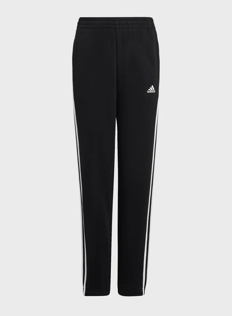 Adidas Kids 3 Stripe Essential Fleece Sweatpants