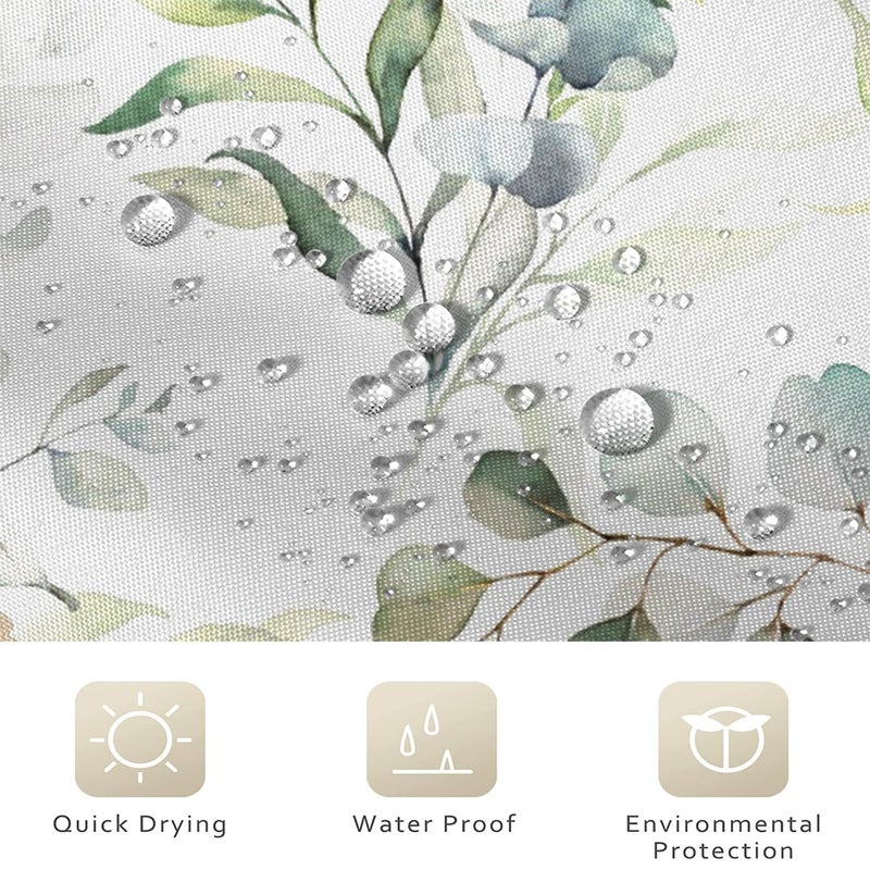 GCIREC Eucalyptus Leaf Shower Curtains, Sage Green Spring Botanical Watercolor Plants Bathroom Curtains Bathtub Home Decor Waterproof Fabric Machine Washable with 12 PCS Hooks - Image 4
