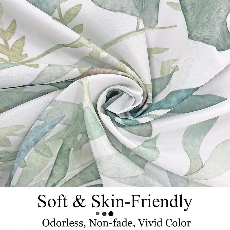 GCIREC Eucalyptus Leaf Shower Curtains, Sage Green Spring Botanical Watercolor Plants Bathroom Curtains Bathtub Home Decor Waterproof Fabric Machine Washable with 12 PCS Hooks - Image 5
