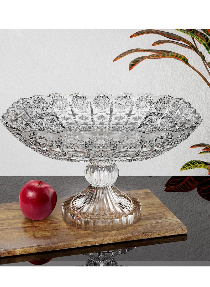 وعاء فاكهة زجاجي، ٢٧.٥ سم - طاولة طعام، وعاء زجاجي، أوعية تقديم الطعام، وعاء فاكهة زجاجي، أوعية بتصميم زهور شائكة، أوعية خضراوات، أوعية تقديم، وعاء سلطة - Image 2