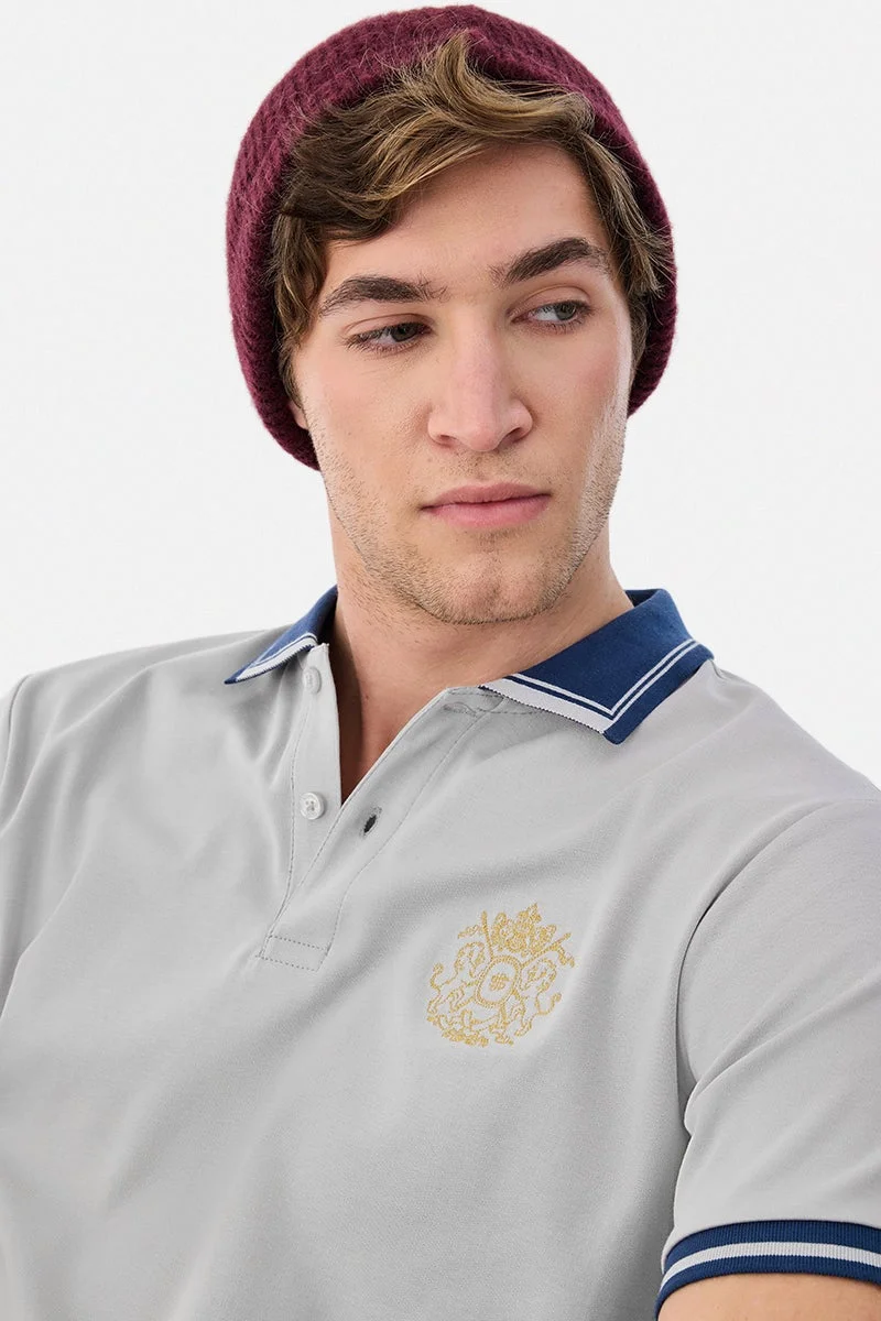 سنيتش Grey Solid Half Sleeve Regular Fit T-Shirt