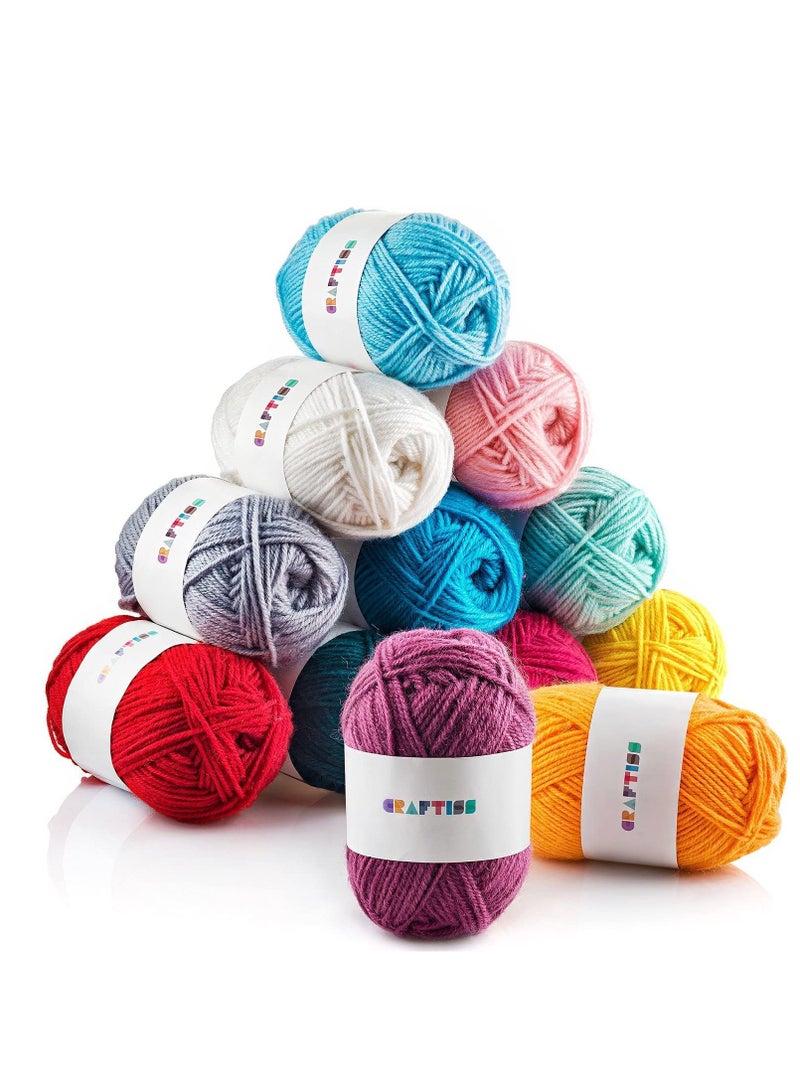 XiuWoo 12 Piece Knitting Yarn Colorful Acrylic Knitting Yarn Worsted for Crochet and Knitting Craft Projects Various Starter Crochet Kits for Adults and Kids Yarn Bulk - Image 1