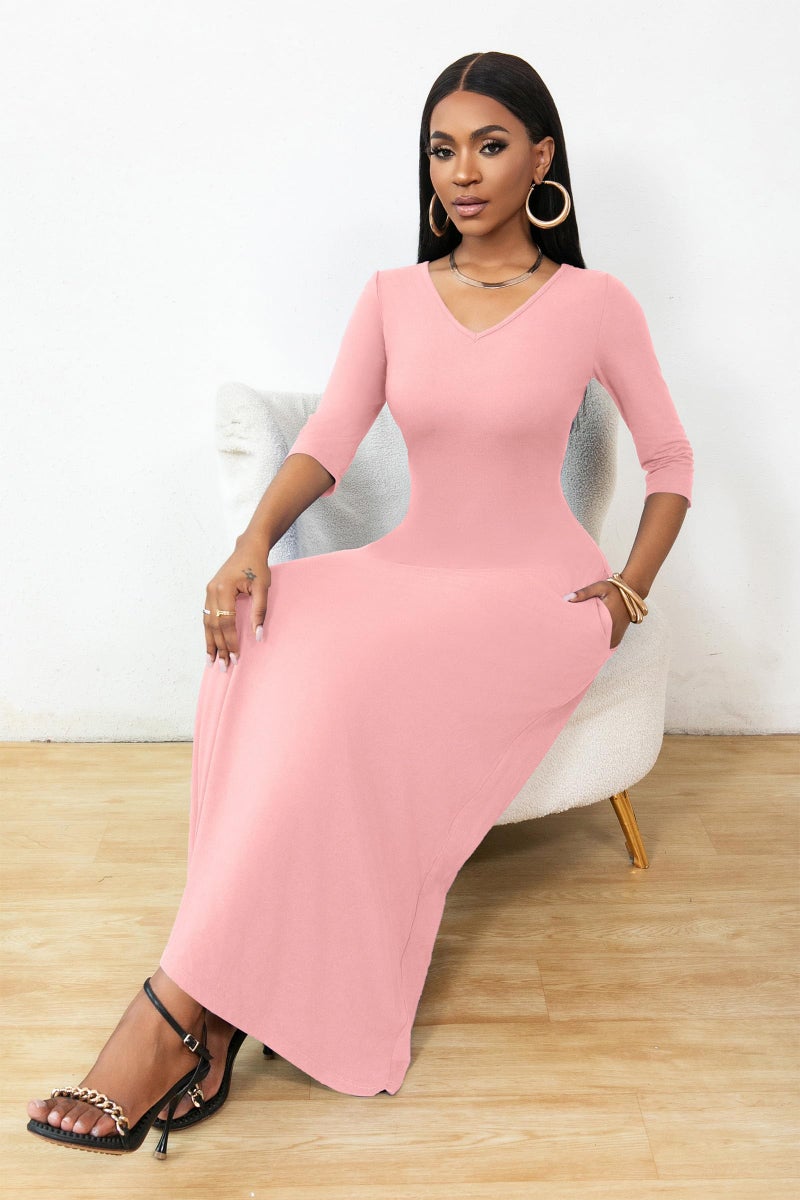 FANDEE Casual Pink Dress for Women Plus Size Fall, Pink Long Dresses for Women,Homecoming,Valentine's,XL - Image 3