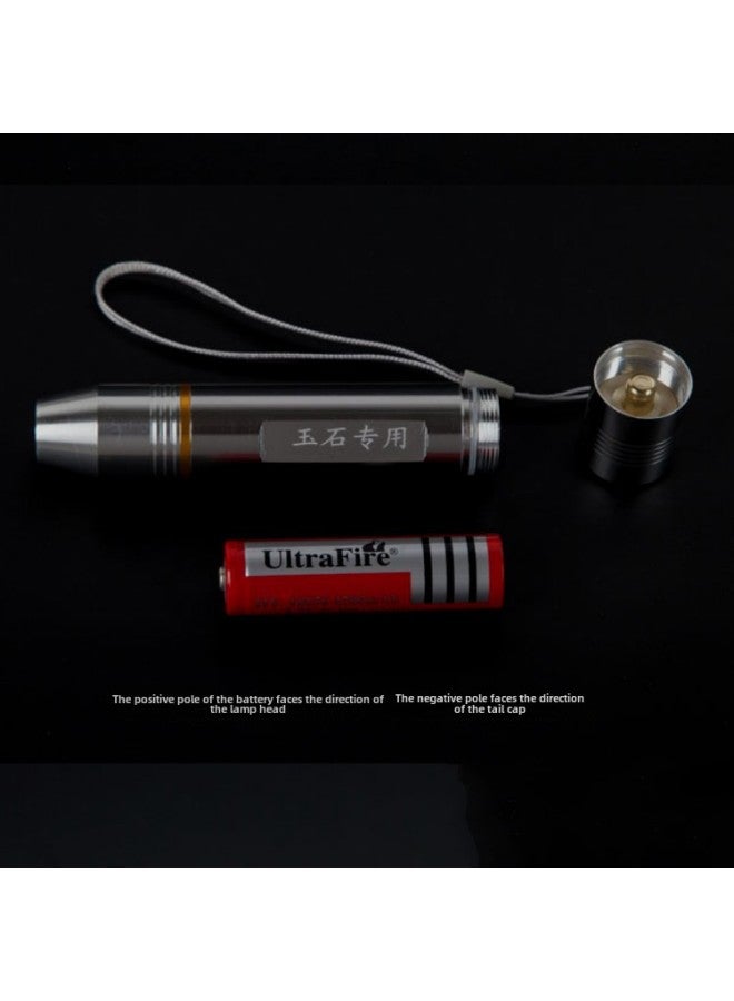 According To The Jade Flashlight Charging Super Bright Bright Gem Jade Professional Jewelry Stone Special Identification Yellow White Purple Light-Color:Yellow Light +18650 Battery + Charger + Gift Box  - Image 2