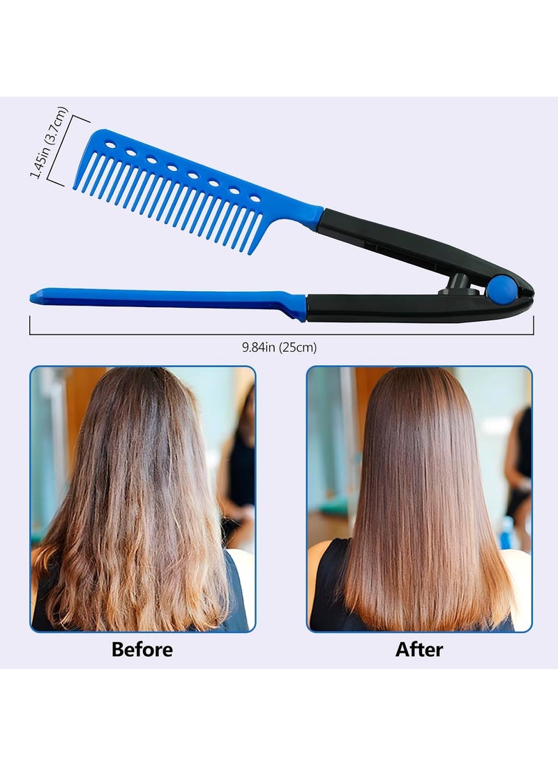 Generic Flat Iron Straightening Comb,Folding Flat Comb Salon Hair Brush Comb Hairdressing Styling Hair Straightener,Hair Styling Comb Styling Comb V-Shaped Straightening Comb For Knotty Hair  - Image 3