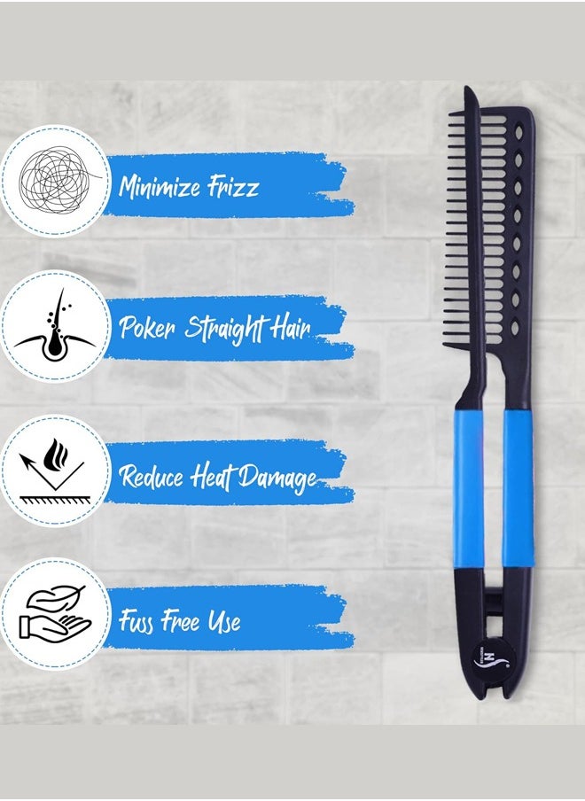 Generic Flat Iron Straightening Comb,Folding Flat Comb Salon Hair Brush Comb Hairdressing Styling Hair Straightener,Hair Styling Comb Styling Comb V-Shaped Straightening Comb For Knotty Hair  - Image 4