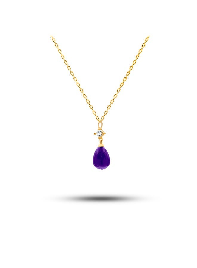 Ruby Art Gold 18K Pure Gold Women’s Necklace purple tier style Daily wear Lightweight, 1.38 Gram - Image 1