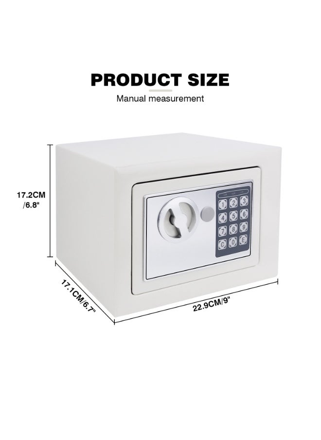 Generic - Small Digital Safe, High Security Home Safe Steel Construction, Fireproof Electronic Password Cabinet with Code & Key for Home, Value Safes Extra Security, White, 4.6L: 17x23x17cm - Image 1