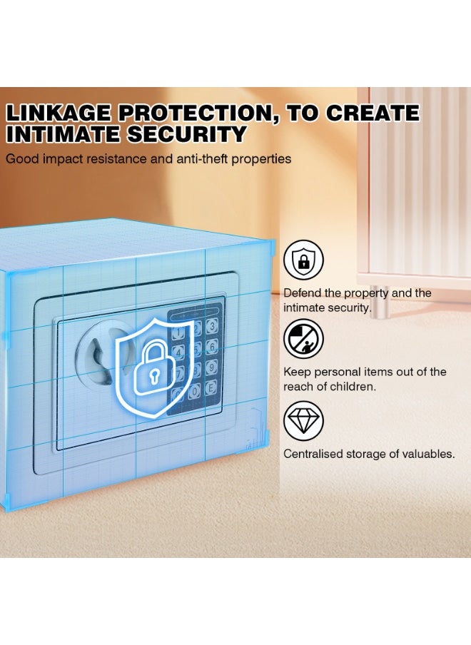 Generic - Small Digital Safe, High Security Home Safe Steel Construction, Fireproof Electronic Password Cabinet with Code & Key for Home, Value Safes Extra Security, White, 4.6L: 17x23x17cm - Image 1