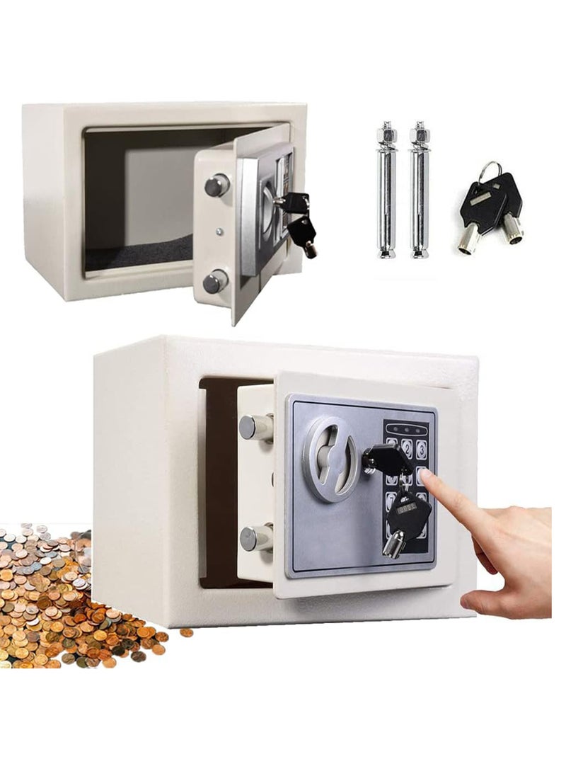 Generic - Small Digital Safe, High Security Home Safe Steel Construction, Fireproof Electronic Password Cabinet with Code & Key for Home, Value Safes Extra Security, White, 4.6L: 17x23x17cm - Image 1