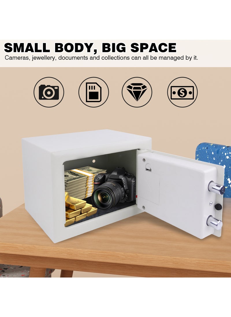 Generic - Small Digital Safe, High Security Home Safe Steel Construction, Fireproof Electronic Password Cabinet with Code & Key for Home, Value Safes Extra Security, White, 4.6L: 17x23x17cm - Image 1