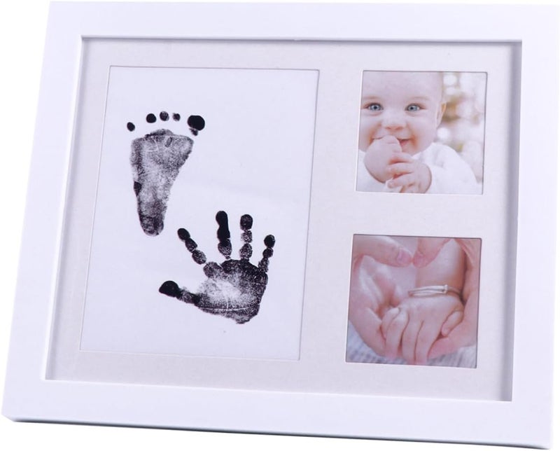 Handprint Photo Frame and Record Picture Frame for Infant, White Pp Plastic Keepsake with Footprint, Nursery Décor for Newborn Memory Preservation - Image 1