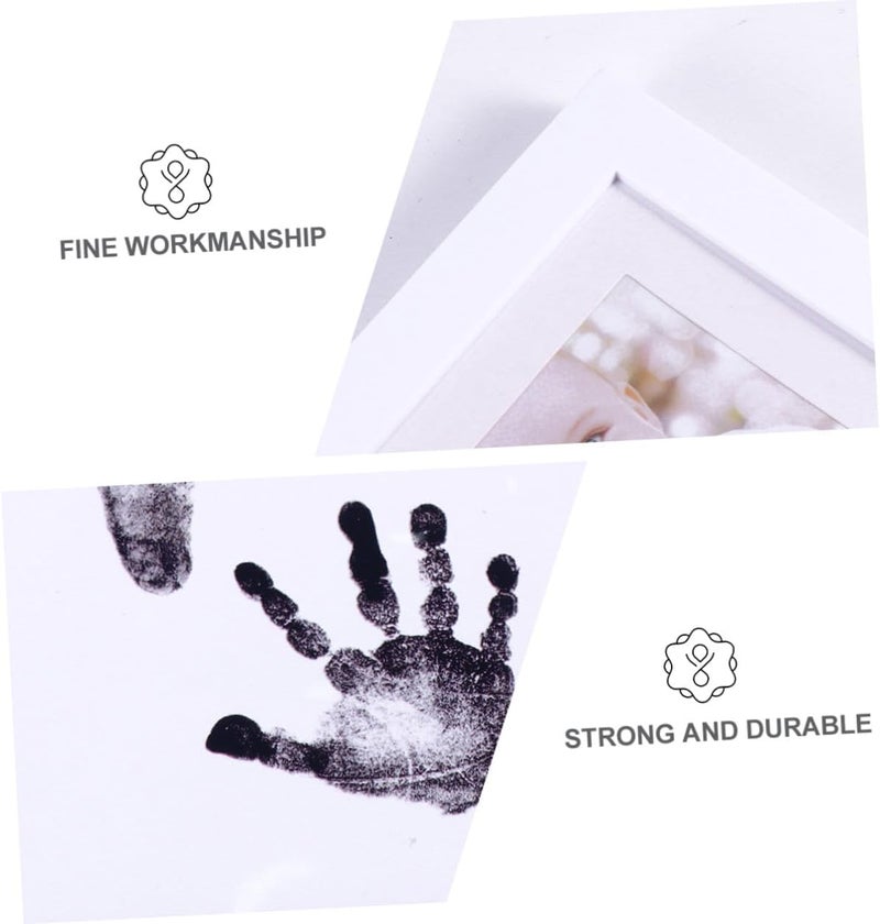 Handprint Photo Frame and Record Picture Frame for Infant, White Pp Plastic Keepsake with Footprint, Nursery Décor for Newborn Memory Preservation - Image 3