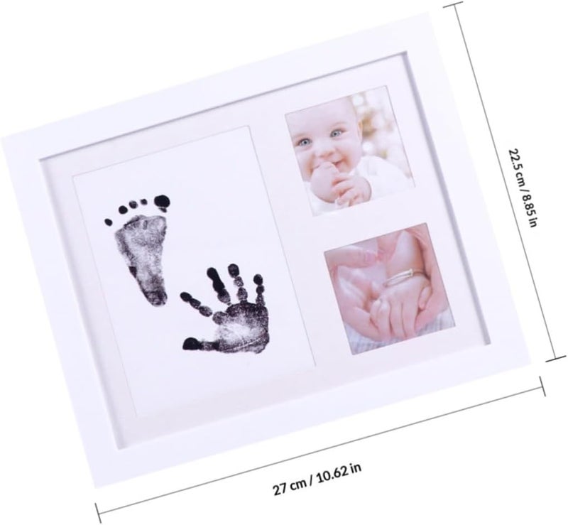 Handprint Photo Frame and Record Picture Frame for Infant, White Pp Plastic Keepsake with Footprint, Nursery Décor for Newborn Memory Preservation - Image 2