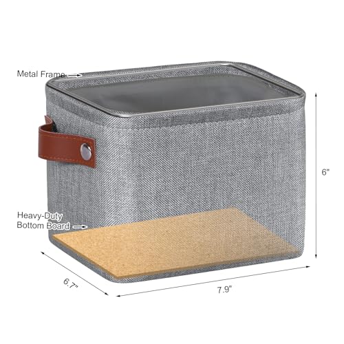 Kntiwiwo Small Fabric Storage Bins, 7.8x6.7x5.9 inch Mini Storage Cubes 4-Pack Storage Basket for Makeup Collapsible Fabric Storage Organizer with Handles, Decorative Basket for Desk, Shelves, Grey - Image 2