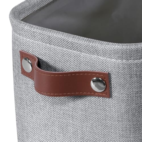 Kntiwiwo Small Fabric Storage Bins, 7.8x6.7x5.9 inch Mini Storage Cubes 4-Pack Storage Basket for Makeup Collapsible Fabric Storage Organizer with Handles, Decorative Basket for Desk, Shelves, Grey - Image 3