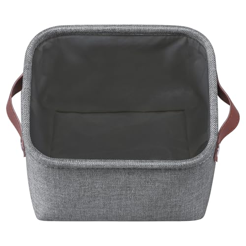 Kntiwiwo Small Fabric Storage Bins, 7.8x6.7x5.9 inch Mini Storage Cubes 4-Pack Storage Basket for Makeup Collapsible Fabric Storage Organizer with Handles, Decorative Basket for Desk, Shelves, Grey - Image 4
