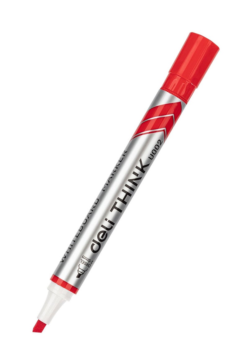 Deli Whiteboard Marker 12 pcs Red Chisel Tip 2-5mm Dry Erase - Image 2