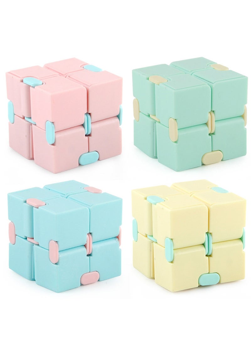 Four-pack new unique creative unlimited Rubik's Cube Macaron Pocket Flip Cube Second Order Rubik's Cube Toy (Pink Yellow Blue Green) - Image 1