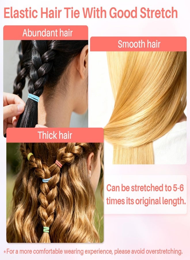RAQEHO Colored Rubber Bands for Hair - 2000 Small Rainbow Elastic Hair Ties No Damage Bulk Widened Thickened Rubberband for Women Girl Thick Hair Braiding Ponytails Holders Braider Styling Accessories - Image 3