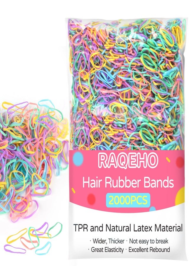 RAQEHO Colored Rubber Bands for Hair - 2000 Small Rainbow Elastic Hair Ties No Damage Bulk Widened Thickened Rubberband for Women Girl Thick Hair Braiding Ponytails Holders Braider Styling Accessories - Image 1