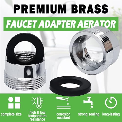 ZLYY Faucet Adapter Aerator For Water Purifier,18mm Female x 1mm To 22mm Male Connector,Faucet Adapter Brass Fitting,Tap Connector Aerator For Bathroom Kitchen(Silver,2pcs) - Image 4