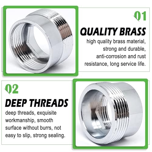 ZLYY Faucet Adapter Aerator For Water Purifier,18mm Female x 1mm To 22mm Male Connector,Faucet Adapter Brass Fitting,Tap Connector Aerator For Bathroom Kitchen(Silver,2pcs) - Image 3