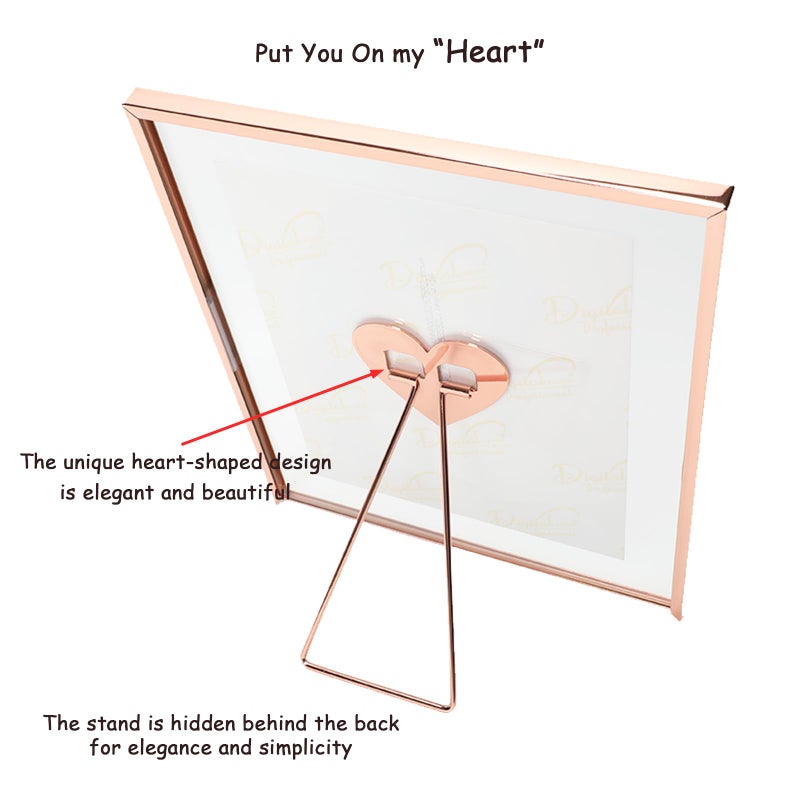 أهاجو Ahago Rose Gold Floating Frame (8 "" X10 "" 2 Set) مع Heart Stand for Picture 7x9 6x8 5x7 Modern Minimalist Gifty Mift for Festival Home أو Wedding - Image 3