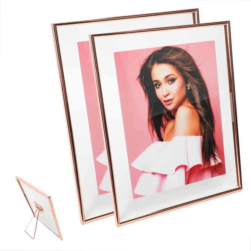أهاجو Ahago Rose Gold Floating Frame (8 "" X10 "" 2 Set) مع Heart Stand for Picture 7x9 6x8 5x7 Modern Minimalist Gifty Mift for Festival Home أو Wedding - Image 1