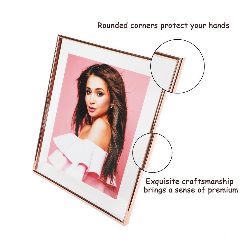 أهاجو Ahago Rose Gold Floating Frame (8 "" X10 "" 2 Set) مع Heart Stand for Picture 7x9 6x8 5x7 Modern Minimalist Gifty Mift for Festival Home أو Wedding - Image 4