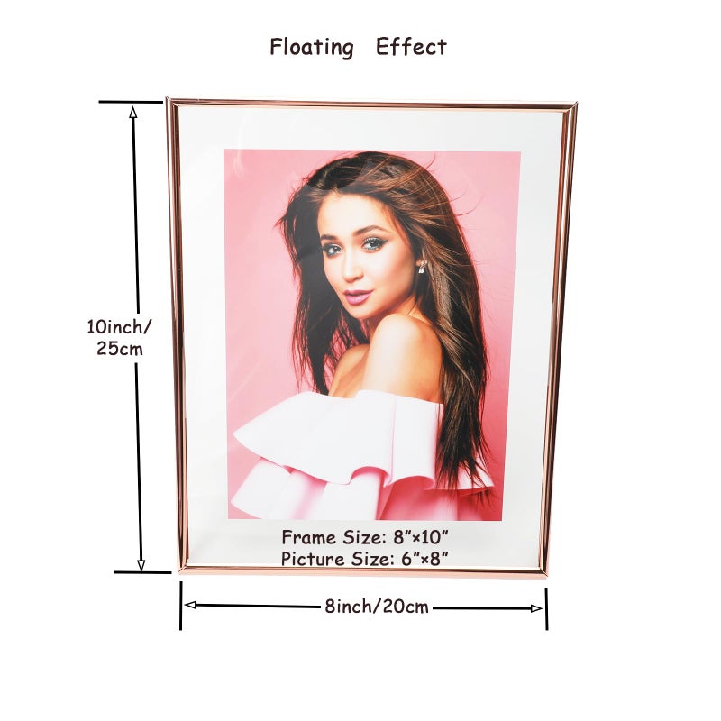 أهاجو Ahago Rose Gold Floating Frame (8 "" X10 "" 2 Set) مع Heart Stand for Picture 7x9 6x8 5x7 Modern Minimalist Gifty Mift for Festival Home أو Wedding - Image 2