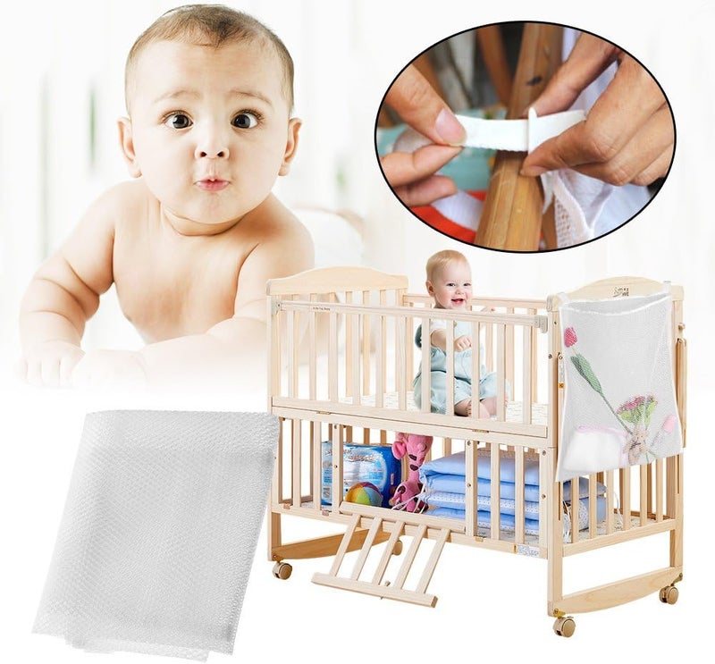 klarako Hanging Storage Bag, 1 Pcs Multifunction Mesh Large Bag Crib Nursery Organizer with Adjustable Straps for Baby Bed to storge Clothing Diapers Toys in Bedroom/Living Room/Kitchen 19.69" x 23.62" - Image 2