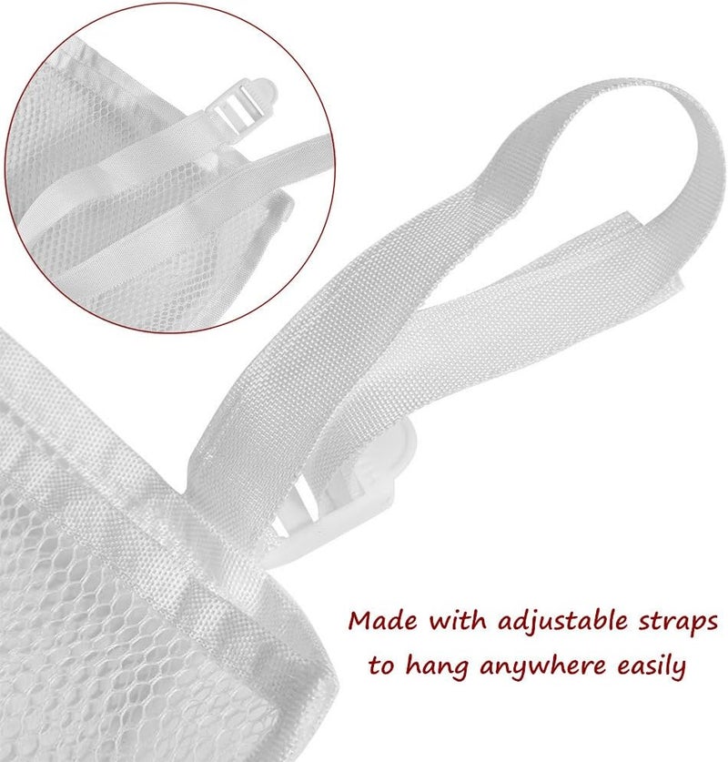 klarako Hanging Storage Bag, 1 Pcs Multifunction Mesh Large Bag Crib Nursery Organizer with Adjustable Straps for Baby Bed to storge Clothing Diapers Toys in Bedroom/Living Room/Kitchen 19.69" x 23.62" - Image 4