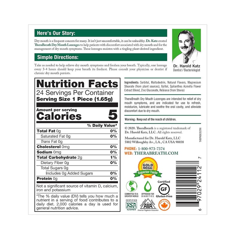Therabreath لوحيات ثيرا بريث لجرح الفم خالية من السكر بنكهة اليوسفي والنعناع 24 حبة - Image 2