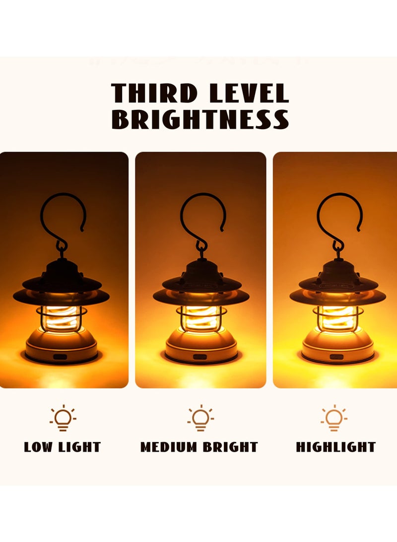 KASTWAVE Mini LED Camping Lantern,Rechargeable Retro Warm Camp Light,Battery Powered Metal Vintage Hanging Lamp ,Portable Waterpoor Outdoor Tent Bulb, Emergency Lighting for Power Failure,Outages - Image 4