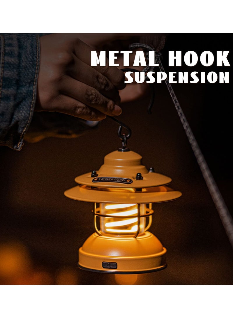 KASTWAVE Mini LED Camping Lantern,Rechargeable Retro Warm Camp Light,Battery Powered Metal Vintage Hanging Lamp ,Portable Waterpoor Outdoor Tent Bulb, Emergency Lighting for Power Failure,Outages - Image 3